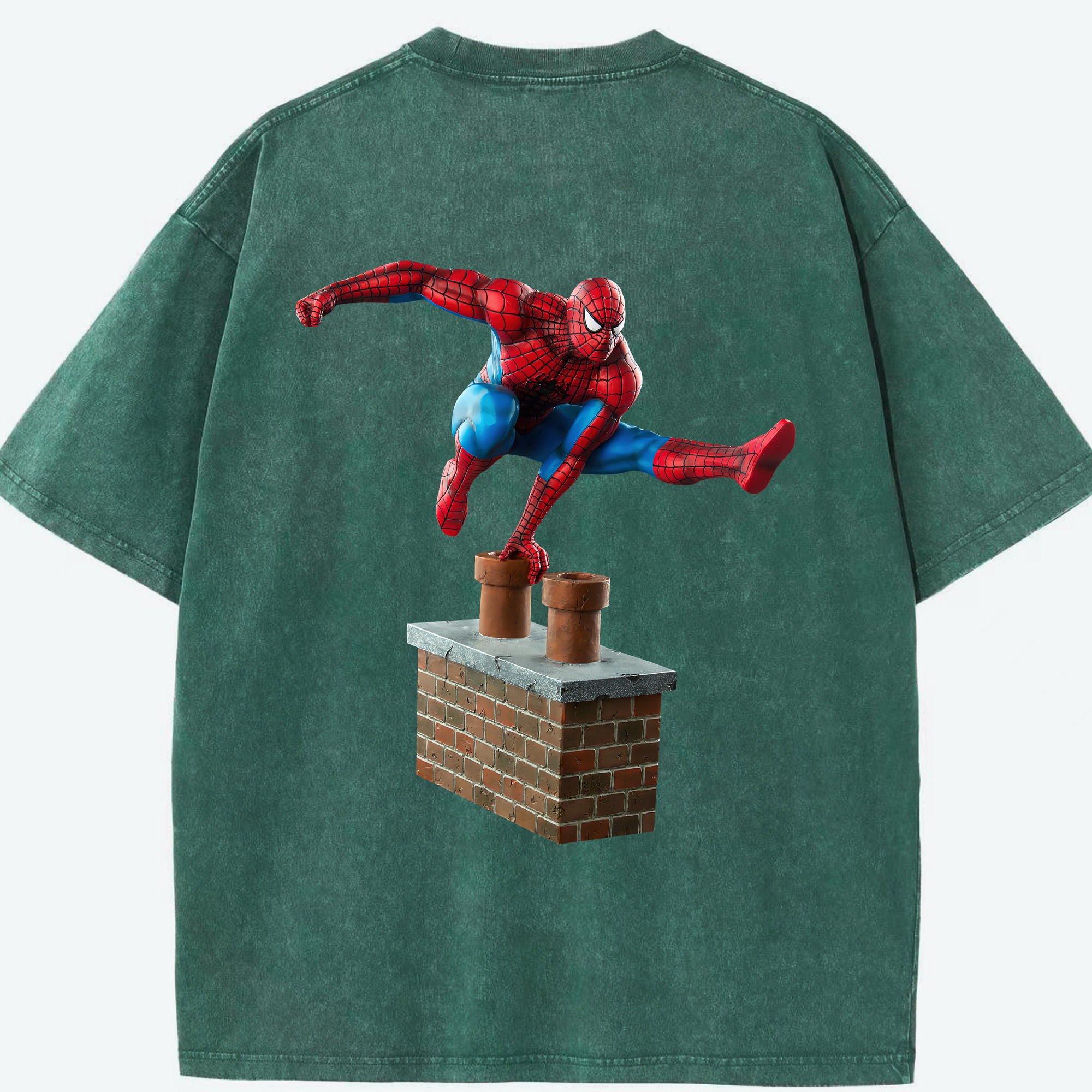 （画像用） Spider Man スパイダーマン 綿100% ヴィンテージ風 半袖Tシャツ（背面プリント）